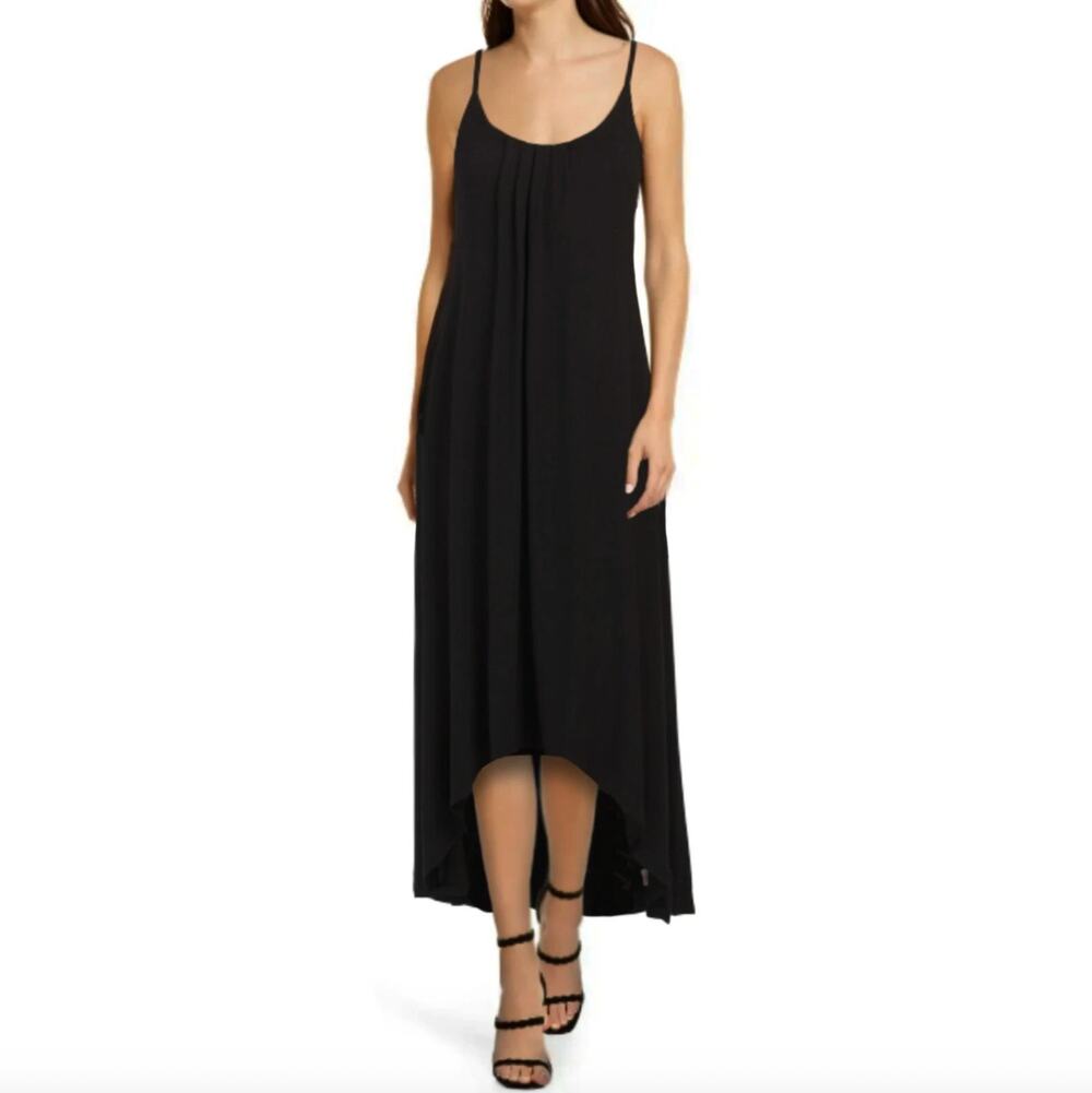 NEW Nicole Miller Sleeveless Strappy Ladder Back Maxi Dress Size S Hi Low Hem
